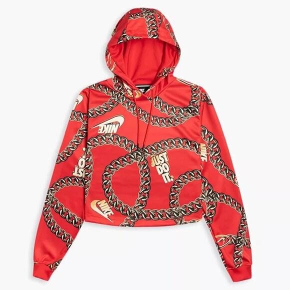 Nike Sportswear Icon Clash Womens Cropped Hoodie Loose Fit‎ Red Chain Size Small - Picture 4 of 10
